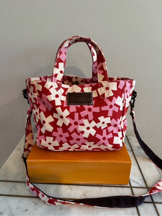 Maika Handbags - Maika Red and Pink Floral Mini Tote/Crossbody Bag